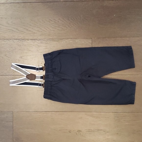 Joe Fresh Navy Twill Pants with Suspenders 12-18 months - Picture 3 of 3